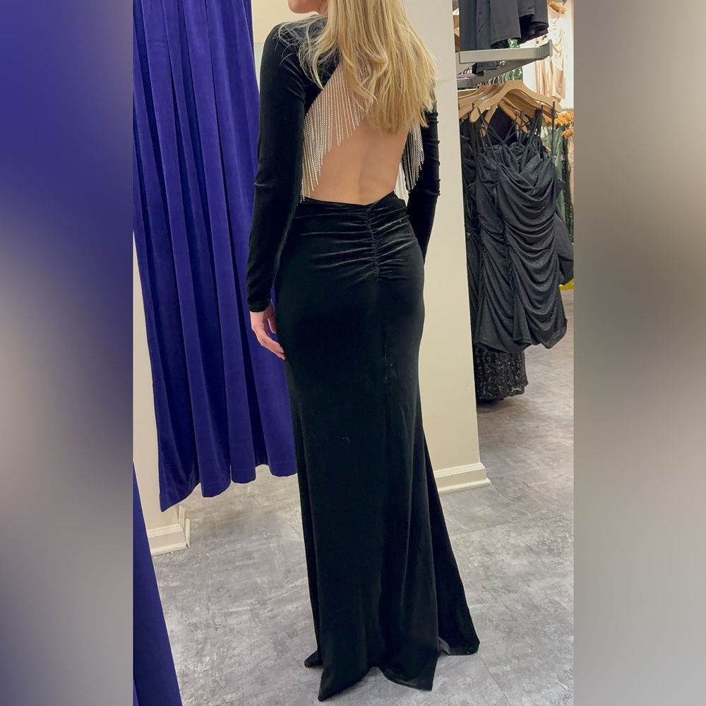 WINDSOR Black Backless Long Sleeve Gown